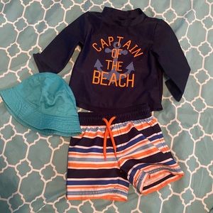 Kids trunks and beach shirt & hat